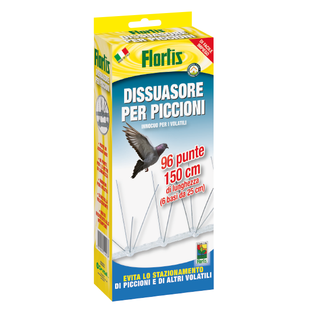 dissuasore piccioni	6 basi + 96 punte = 1,5 metri