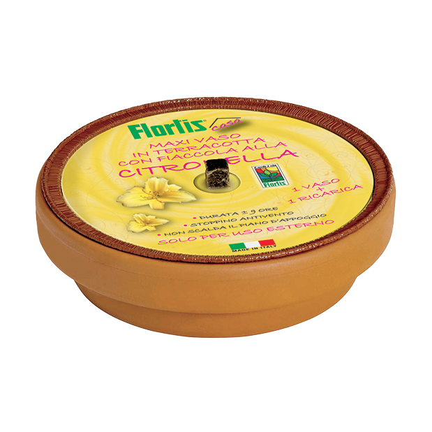 MAXI VASO IN TERRACOTTA CON FIACCOLA ALLA CITRONELLA