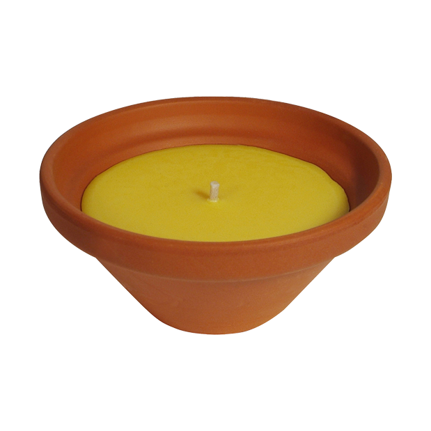 Vaso in terracotta con candela alla citronella 